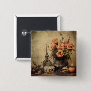 Badge Carré 5 Cm Chariot Halloween vintage (4)