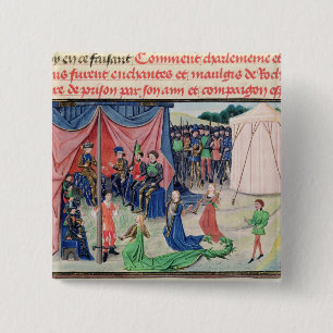 Badge Carré 5 Cm Charlemagne et ses barons étant enchantés