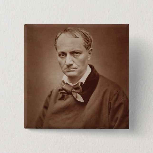 Badge Carré 5 Cm Charles Baudelaire (1821-67), poète français, (Devant)