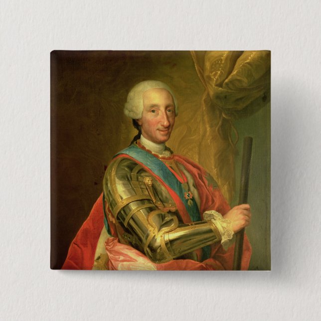 Badge Carré 5 Cm Charles III dans l'armure, après 1759 (Devant)