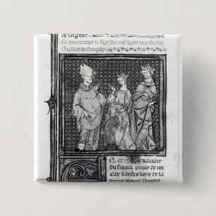 Badge Carré 5 Cm Charles III le simple avec son épouse et le sien