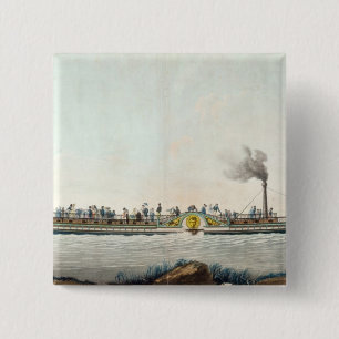 Badge Carré 5 Cm Charles-Philippe, le premier bateau à  vapeur