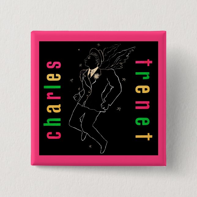 Badge Carré 5 Cm Charles Trenet (Devant)