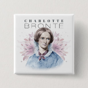 Badge Carré 5 Cm Charlotte Bronte Portrait de Richmond avec Fleurs
