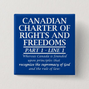 Badge Carré 5 Cm Charte canadienne Chrétien Canada Liberté Religi