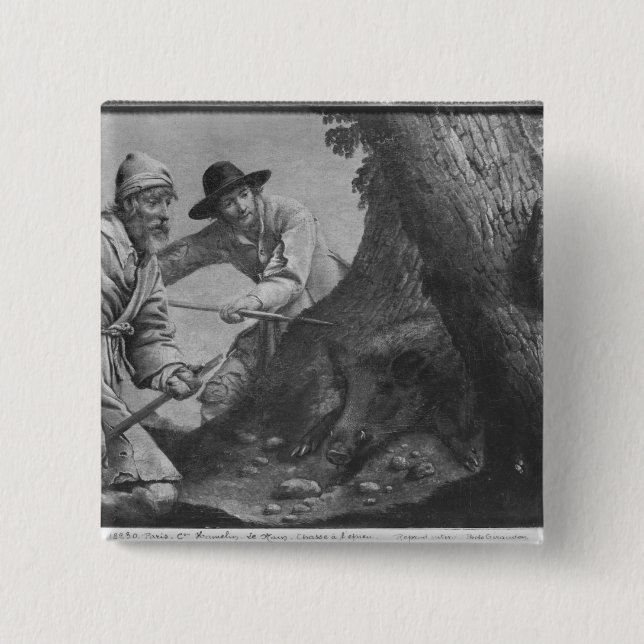 Badge Carré 5 Cm Chasse à verrat (Devant)