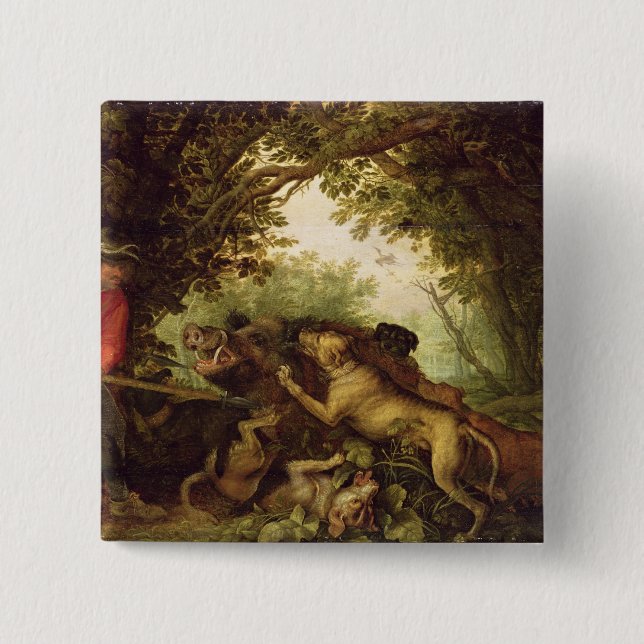 Badge Carré 5 Cm Chasse à verrat, 1611 (Devant)