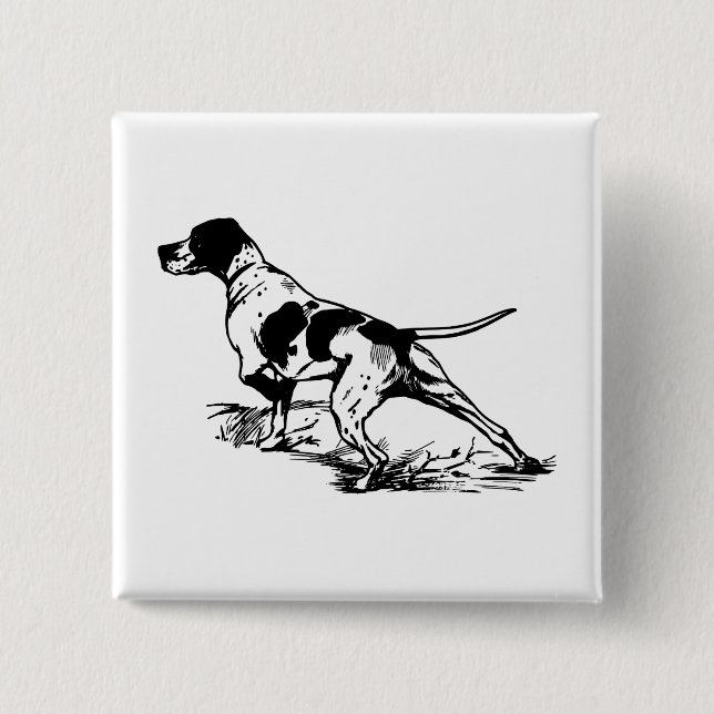 Badge Carré 5 Cm Chasse au chien (Devant)
