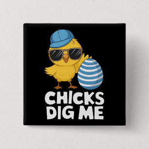 Badge Carré 5 Cm Chasse aux oeufs amusante de Pâques
