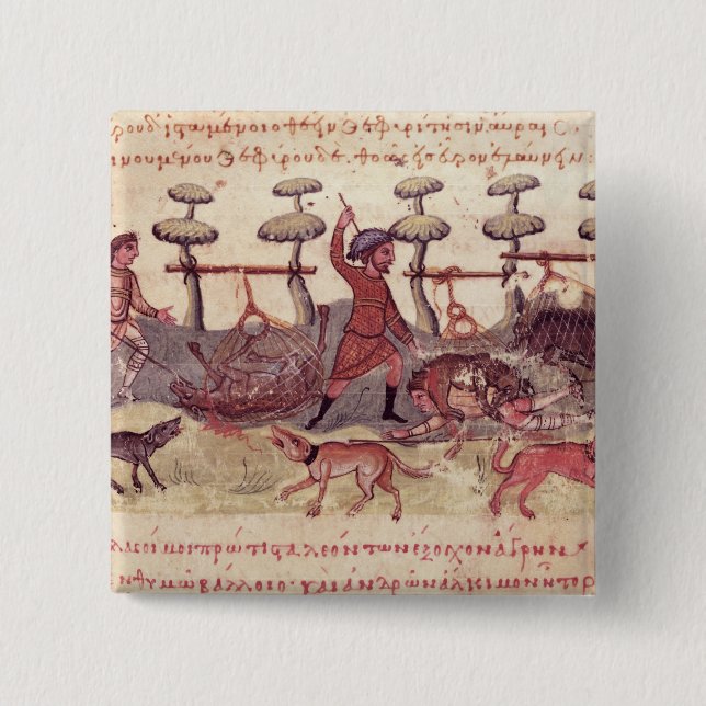 Badge Carré 5 Cm Chasse avec des filets (Devant)