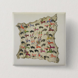 Badge Carré 5 Cm Chasse de Buffalo (colorant sur l'élan-peau)