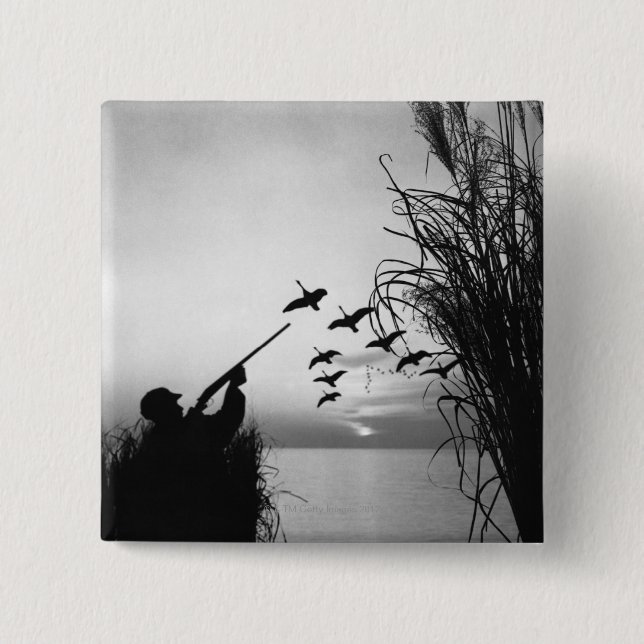 Badge Carré 5 Cm Chasse de canard d'homme (Devant)