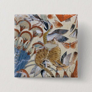 Badge Carré 5 Cm Chasse de Nebamun dans les marais avec son épouse