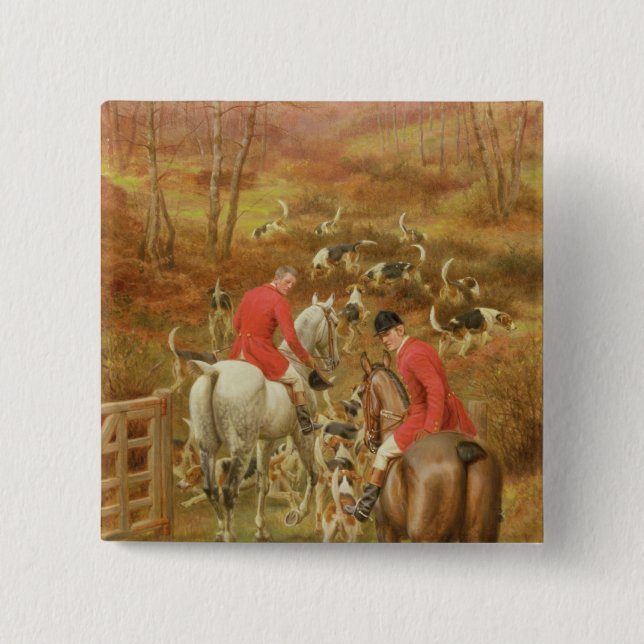Badge Carré 5 Cm Chasse Scene, 1906 (Devant)