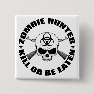 Badge Carré 5 Cm Chasseur 2 de zombi