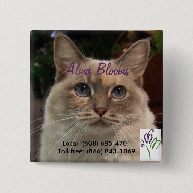 Badge Carré 5 Cm Chat (Devant)
