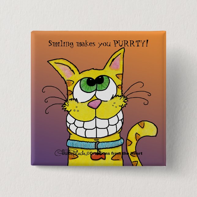 Badge Carré 5 Cm Chat à grains (Devant)