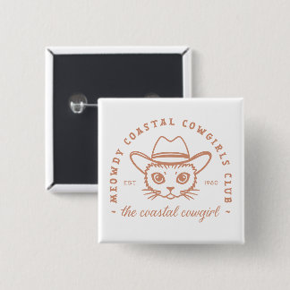Badge Carré 5 Cm Chat côtier cowgirl club pays brun esthétique