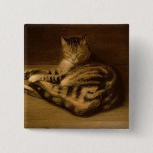 Badge Carré 5 Cm Chat couché, 1898
