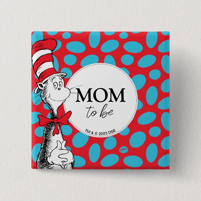 Badge Carré 5 Cm Chat dans le Chapeau | Future Maman (Devant)