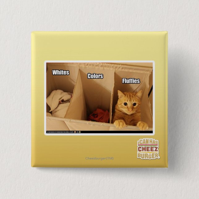 Badge Carré 5 Cm Chat de blanchisserie (Devant)