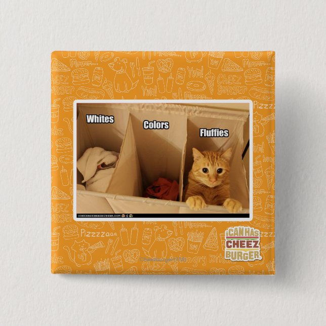 Badge Carré 5 Cm Chat de blanchisserie (Devant)