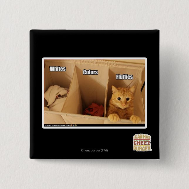 Badge Carré 5 Cm Chat de blanchisserie (Devant)
