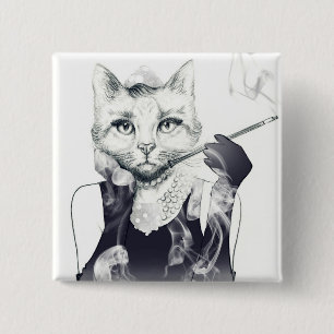 Badge Carré 5 Cm Chat de charme