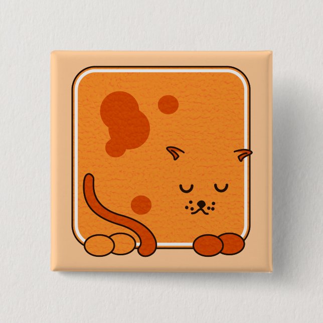 Badge Carré 5 Cm Chat de gingembre (Devant)