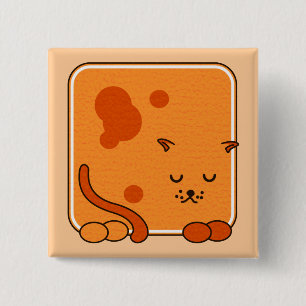 Badge Carré 5 Cm Chat de gingembre
