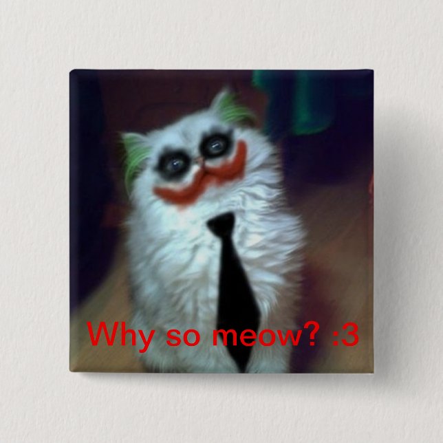 Badge Carré 5 Cm Chat de joker (Devant)