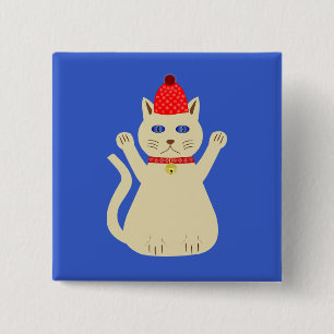 Badge Carré 5 Cm Chat de Noël mignon