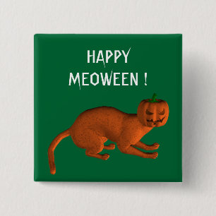 Badge Carré 5 Cm Chat de tigre d'Halloween