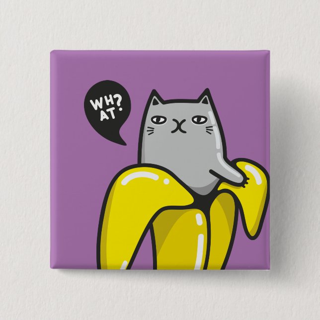Badge Carré 5 Cm Chat en banane (Devant)
