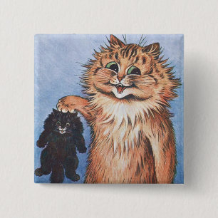 Badge Carré 5 Cm Chat et chatons, Louis Wain