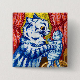 Badge Carré 5 Cm Chat et ses chatons