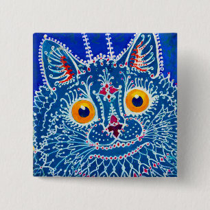 Badge Carré 5 Cm Chat gothique bleu
