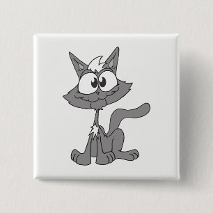 Badge Carré 5 Cm Chat gris