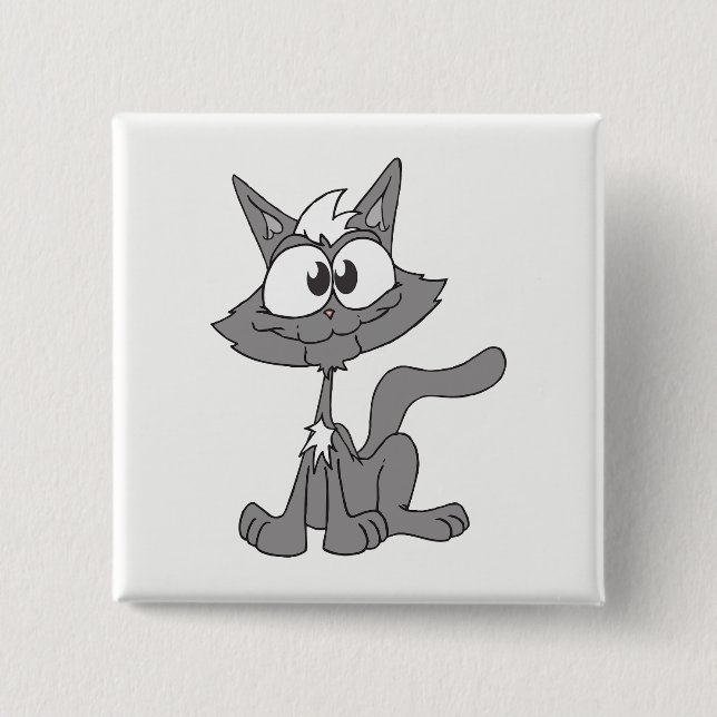 Badge Carré 5 Cm Chat gris (Devant)