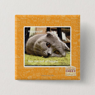 Badge Carré 5 Cm Chat heureux, hors d'heureux