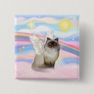 Badge Carré 5 Cm Chat Himalayen pointe chocolat Ange