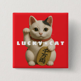 Badge Carré 5 Cm Chat japonais Lucky Charm