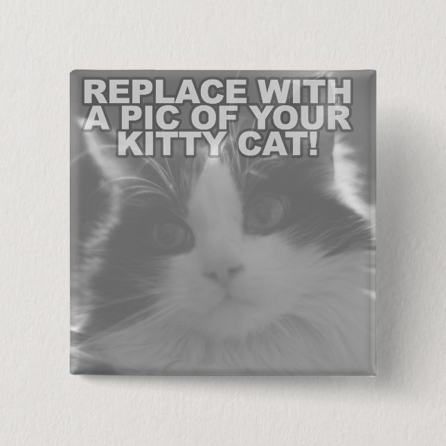 Badge Carré 5 Cm Chat Kitty personnalisé (Devant)