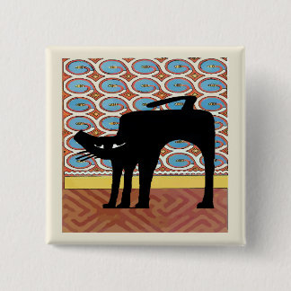 Badge Carré 5 Cm Chat noir, ajouter du texte