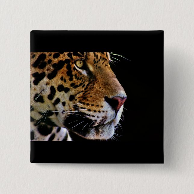 Badge Carré 5 Cm chat sauvage ronronne (Devant)