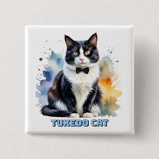 Badge Carré 5 Cm Chat smoking élégant