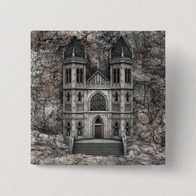Badge Carré 5 Cm Château (Devant)