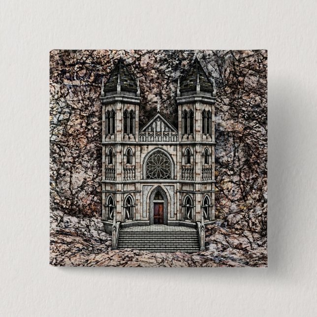 Badge Carré 5 Cm Château (Devant)
