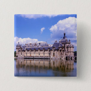 Badge Carré 5 Cm Château Chantilly, Oise, France