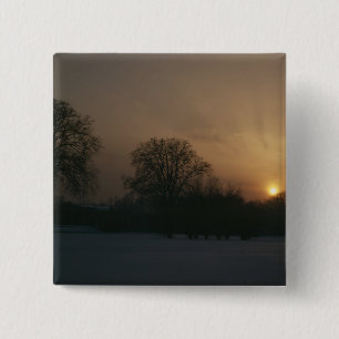 Badge Carré 5 Cm Château Charlottenhof, coucher du soleil